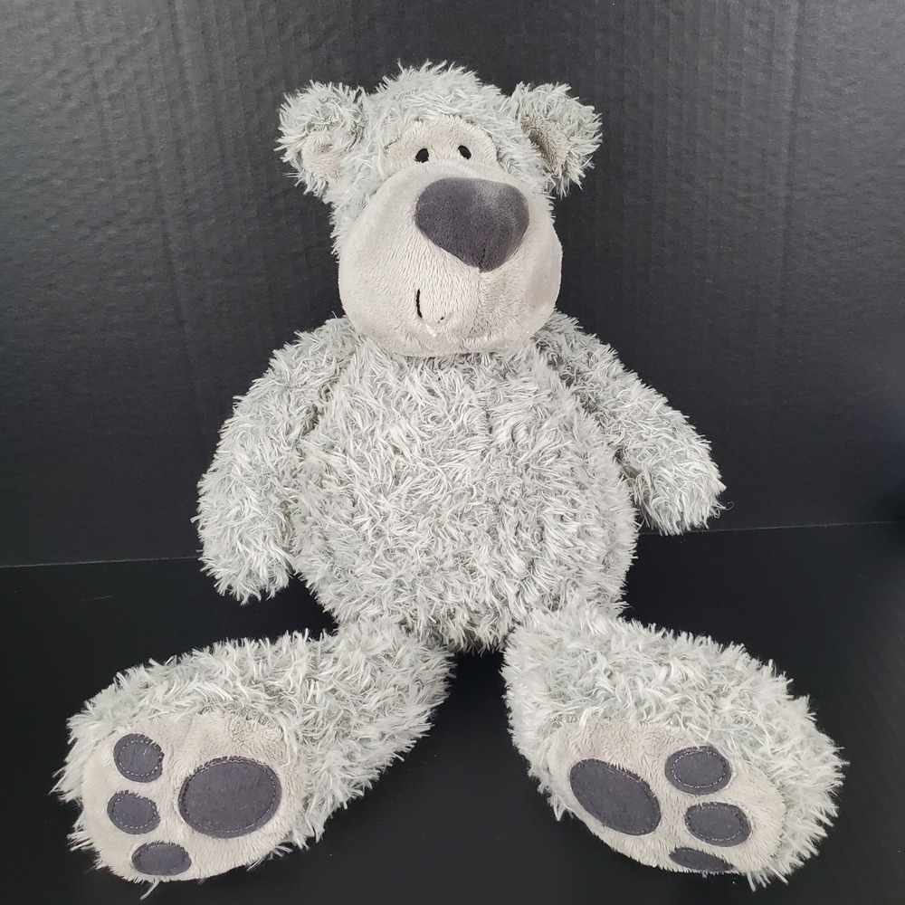 Gund Slouchers Large 20" Grey Teddy Bear Beanbag Plush Stuffed Animal